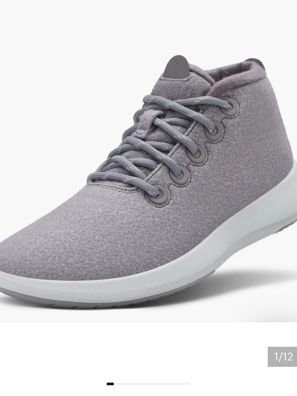Allbirds Woman's Gray Wool Runner-Up Mizzle Mid-Top Sneaker Shoes Sz 8